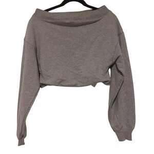 Out From Under Bubble Hem Cropped Sweatshirt, Gray, Med, NWOT